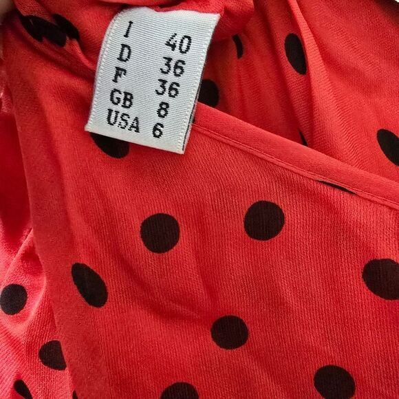 MOSCHINO Cheap and Chic Red Polka Dot Silk Jumpsuit Size 6 - Picture 6 of 12